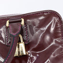 LOEWE Amazona 28 Hand Bag Patent Bordeaux Gold Tone Auth bs37131-22