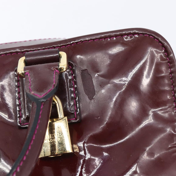 LOEWE Amazona 28 Hand Bag Patent Bordeaux Gold Tone Auth bs37131