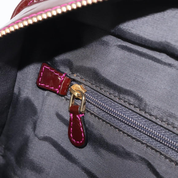 LOEWE Amazona 28 Hand Bag Patent Bordeaux Gold Tone Auth bs37131