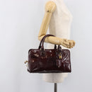 LOEWE Amazona 28 Hand Bag Patent Bordeaux Gold Tone Auth bs37131-29