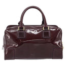 LOEWE Amazona 28 Hand Bag Patent Bordeaux Gold Tone Auth bs37131-3