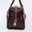 LOEWE Amazona 28 Hand Bag Patent Bordeaux Gold Tone Auth bs37131-4