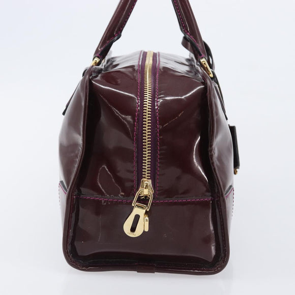 LOEWE Amazona 28 Hand Bag Patent Bordeaux Gold Tone Auth bs37131