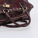 LOEWE Amazona 28 Hand Bag Patent Bordeaux Gold Tone Auth bs37131-7