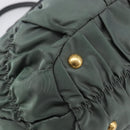 PRADA Hand Bag Nylon Green Gold Tone Auth bs37141A-13