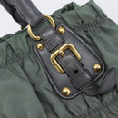 PRADA Hand Bag Nylon Green Gold Tone Auth bs37141A-14