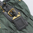 PRADA Hand Bag Nylon Green Gold Tone Auth bs37141A-15