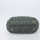 PRADA Hand Bag Nylon Green Gold Tone Auth bs37141A-9