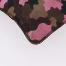 PRADA Shoulder Bag Canvas Camouflage Green Pink Auth bs37142-15
