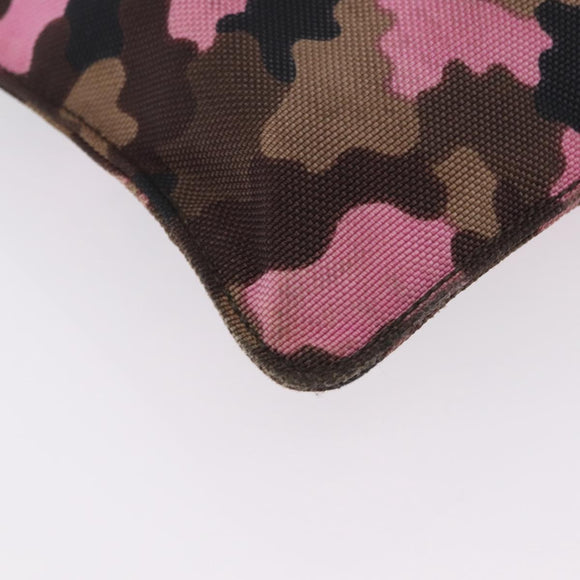 PRADA Shoulder Bag Canvas Camouflage Green Pink Auth bs37142