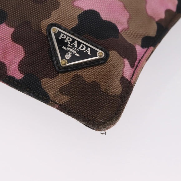 PRADA Shoulder Bag Canvas Camouflage Green Pink Auth bs37142