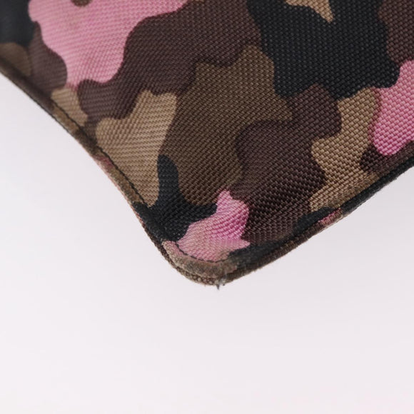 PRADA Shoulder Bag Canvas Camouflage Green Pink Auth bs37142