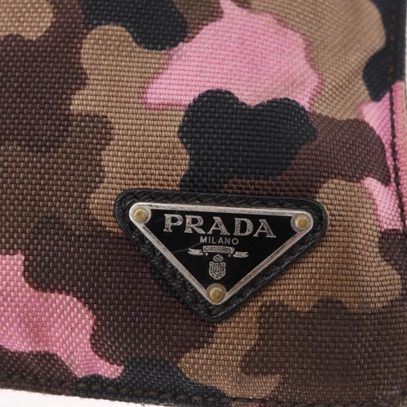 PRADA Shoulder Bag Canvas Camouflage Green Pink Auth bs37142