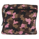 PRADA Shoulder Bag Canvas Camouflage Green Pink Auth bs37142-2