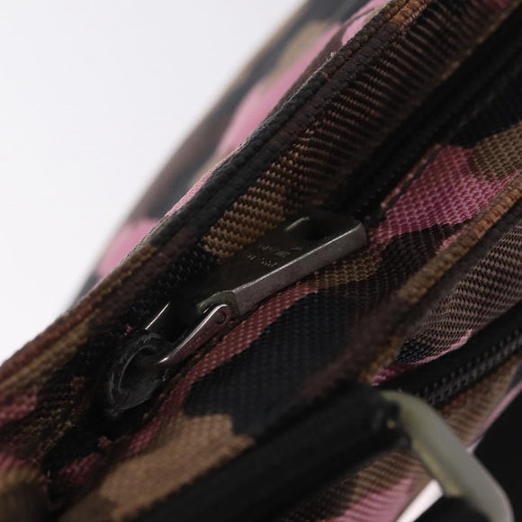 PRADA Shoulder Bag Canvas Camouflage Green Pink Auth bs37142