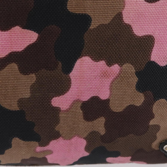 PRADA Shoulder Bag Canvas Camouflage Green Pink Auth bs37142