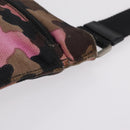 PRADA Shoulder Bag Canvas Camouflage Green Pink Auth bs37142-7