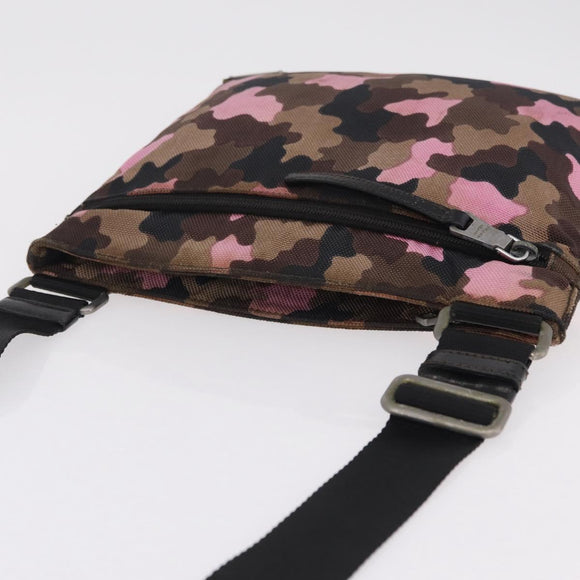 PRADA Shoulder Bag Canvas Camouflage Green Pink Auth bs37142