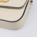 VALENTINO Shoulder Pouch Leather White Gold Tone Auth bs37147V-14