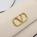 VALENTINO Shoulder Pouch Leather White Gold Tone Auth bs37147V-18