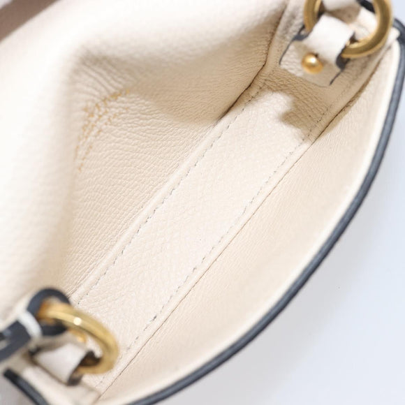 VALENTINO Shoulder Pouch Leather White Gold Tone Auth bs37147V