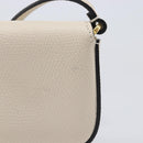 VALENTINO Shoulder Pouch Leather White Gold Tone Auth bs37147V-3