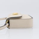 VALENTINO Shoulder Pouch Leather White Gold Tone Auth bs37147V-5