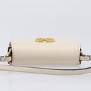 VALENTINO Shoulder Pouch Leather White Gold Tone Auth bs37147V-7