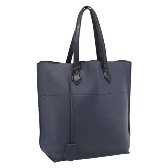 FENDI Tote Bag Leather Navy Black Auth bs37149