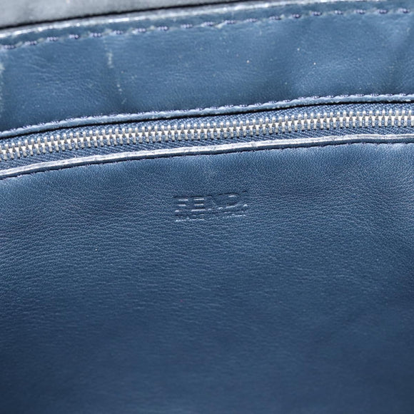 FENDI Tote Bag Leather Navy Black Auth bs37149