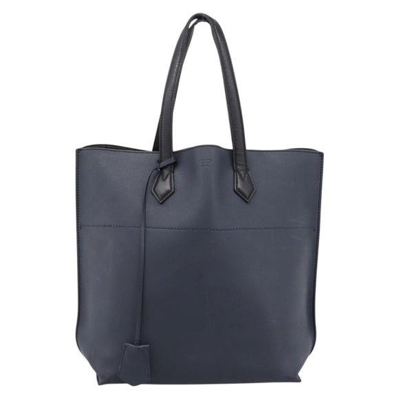 FENDI Tote Bag Leather Navy Black Auth bs37149