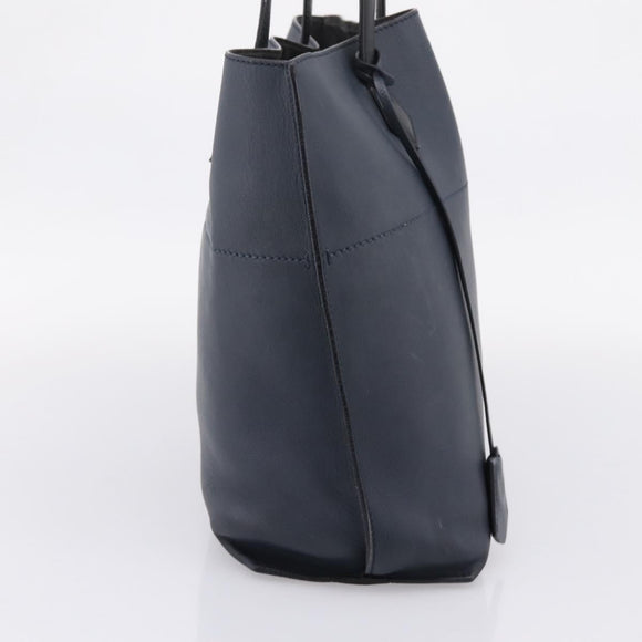 FENDI Tote Bag Leather Navy Black Auth bs37149