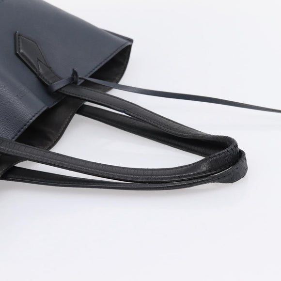 FENDI Tote Bag Leather Navy Black Auth bs37149