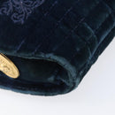 Gianni Versace Chain Shoulder Bag Velor Navy Gold Tone Auth bs37150-12