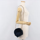 Gianni Versace Chain Shoulder Bag Velor Navy Gold Tone Auth bs37150-22