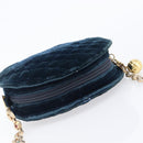 Gianni Versace Chain Shoulder Bag Velor Navy Gold Tone Auth bs37150-6