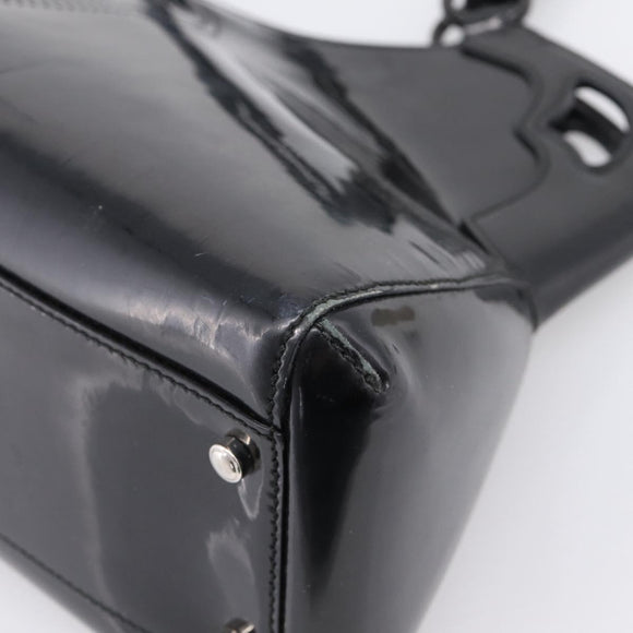 CARTIER Marcello de Cartier SM Hand Bag Patent Black Silver Auth bs37151