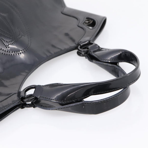 CARTIER Marcello de Cartier SM Hand Bag Patent Black Silver Auth bs37151
