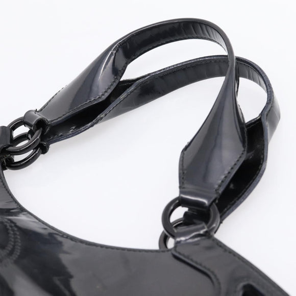 CARTIER Marcello de Cartier SM Hand Bag Patent Black Silver Auth bs37151