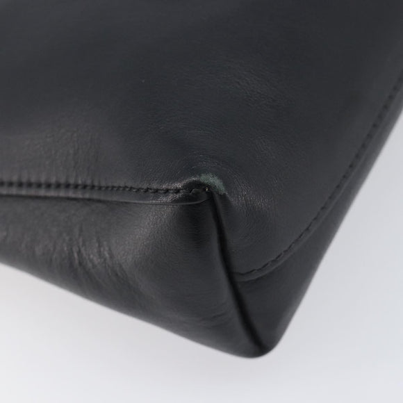 VERSACE Clutch Bag Leather Black Silver Auth bs37152A