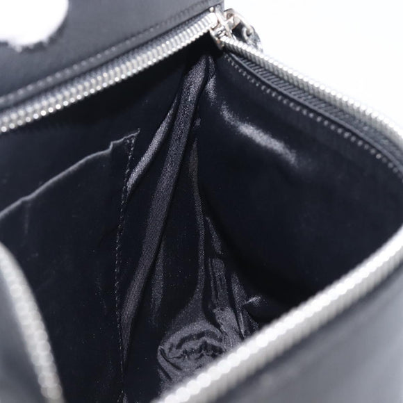 VERSACE Clutch Bag Leather Black Silver Auth bs37152A