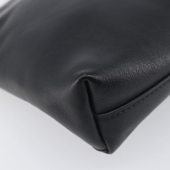 VERSACE Clutch Bag Leather Black Silver Auth bs37152A