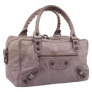 BALENCIAGA The Box Hand Bag Leather Purple 145694 Auth bs37153A-1