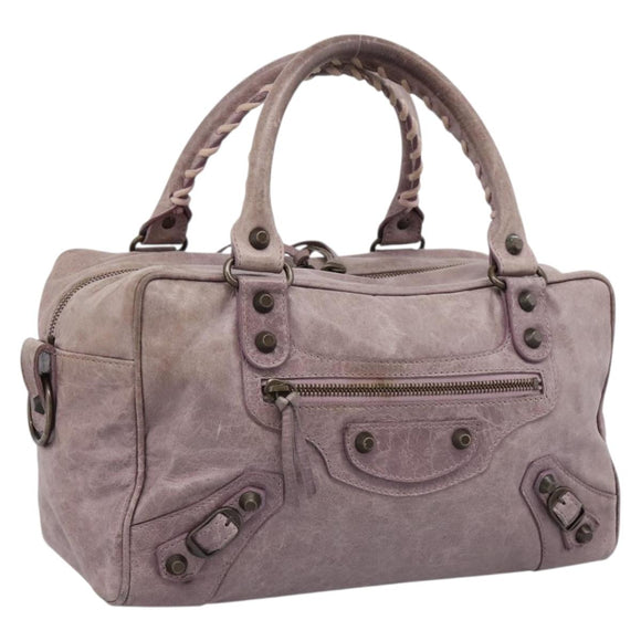 BALENCIAGA The Box Hand Bag Leather Purple 145694 Auth bs37153A