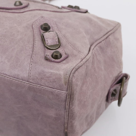 BALENCIAGA The Box Hand Bag Leather Purple 145694 Auth bs37153A