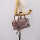 BALENCIAGA The Box Hand Bag Leather Purple 145694 Auth bs37153A-25