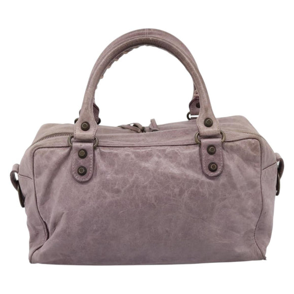 BALENCIAGA The Box Hand Bag Leather Purple 145694 Auth bs37153A