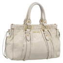 Miu Miu Hand Bag Leather White Gold Tone Auth bs37154A-1