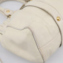Miu Miu Hand Bag Leather White Gold Tone Auth bs37154A-15