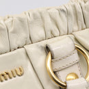 Miu Miu Hand Bag Leather White Gold Tone Auth bs37154A-10
